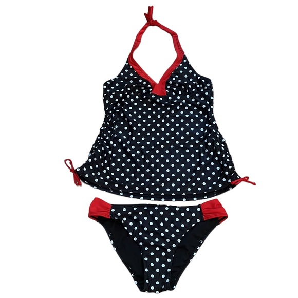 ENJOY THE SUNSHINE TANKINI TOP AND BOTTOMS POLKA DOT SWIMSUIT MULTI SIZE XL - Picture 1 of 12